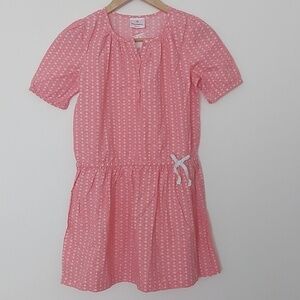 NWT Hanna Andersson 100% Cotton Pink Floral Dress with Elastic Waist/Cuff